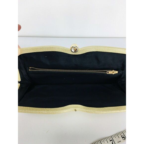 Vintage 50s Metallic Gold Handbag Clutch Purse Evening Bag - Picture 6 of 8